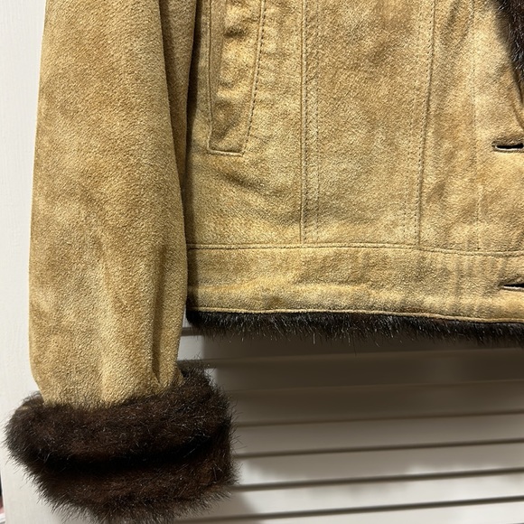Vintage Tan Suede Fur Coat Jacket - Picture 2 of 7